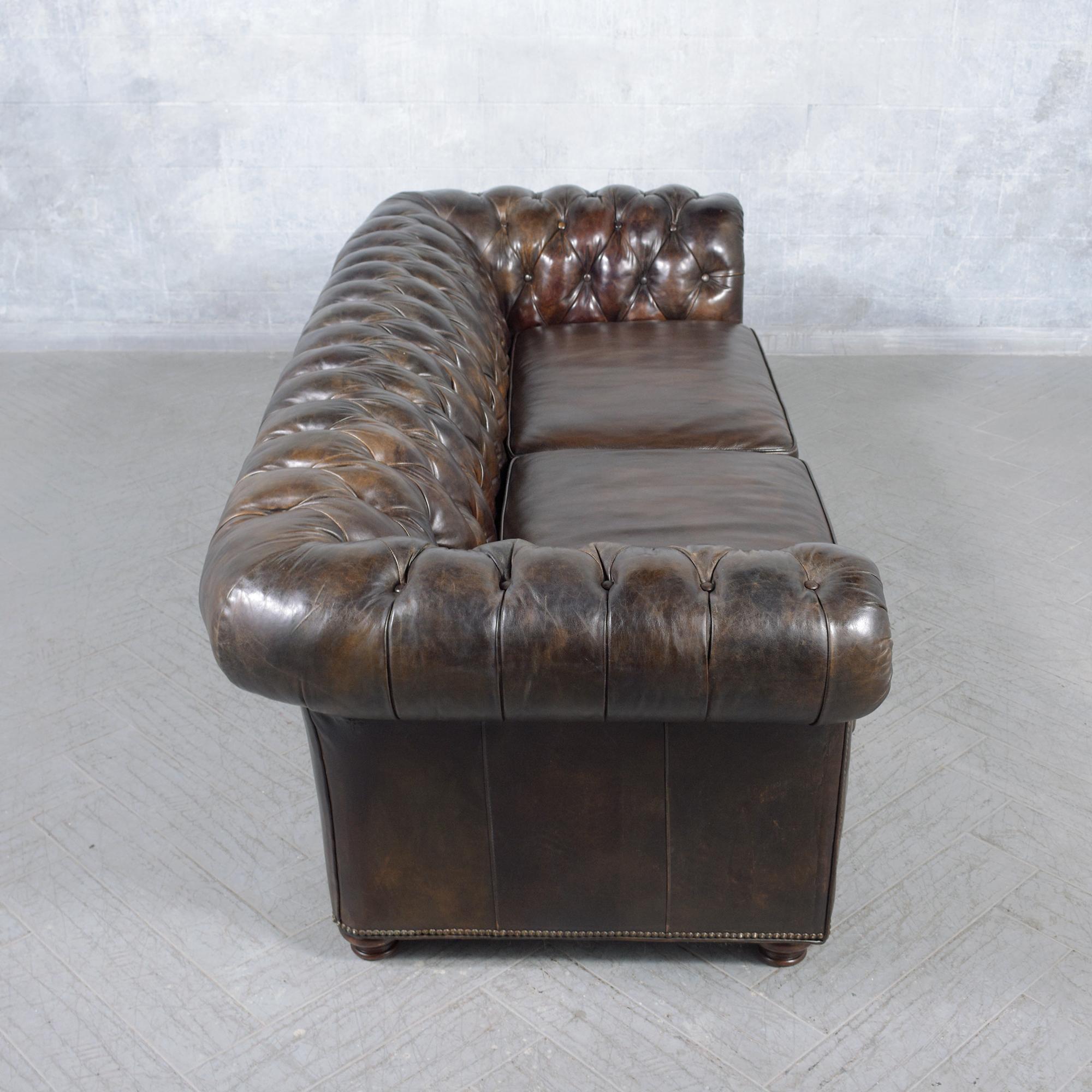 1970s Vintage Chesterfield Sofa: Brown Leather Elegance 3