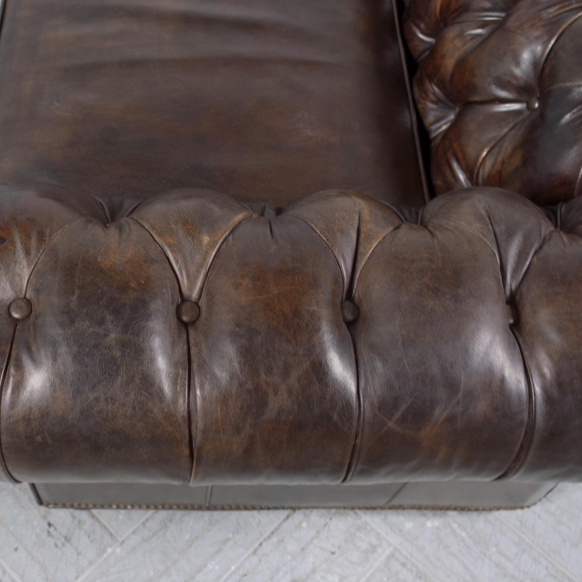 1970s Vintage Chesterfield Sofa: Brown Leather Elegance 4