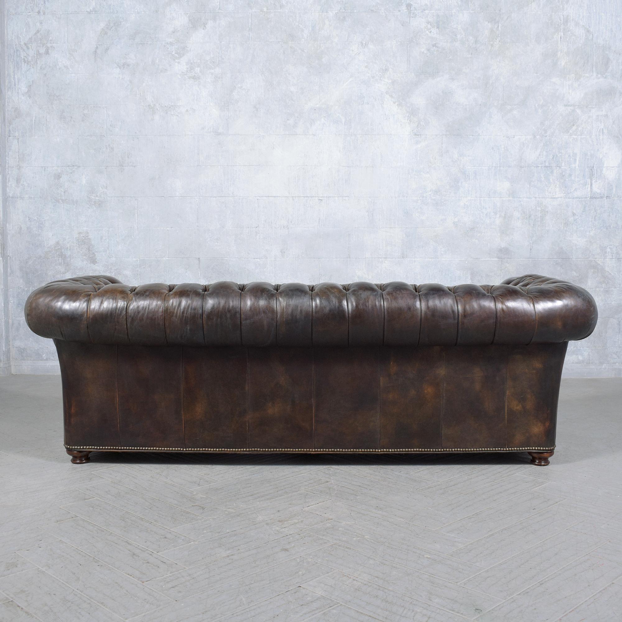 1970s Vintage Chesterfield Sofa: Brown Leather Elegance 5