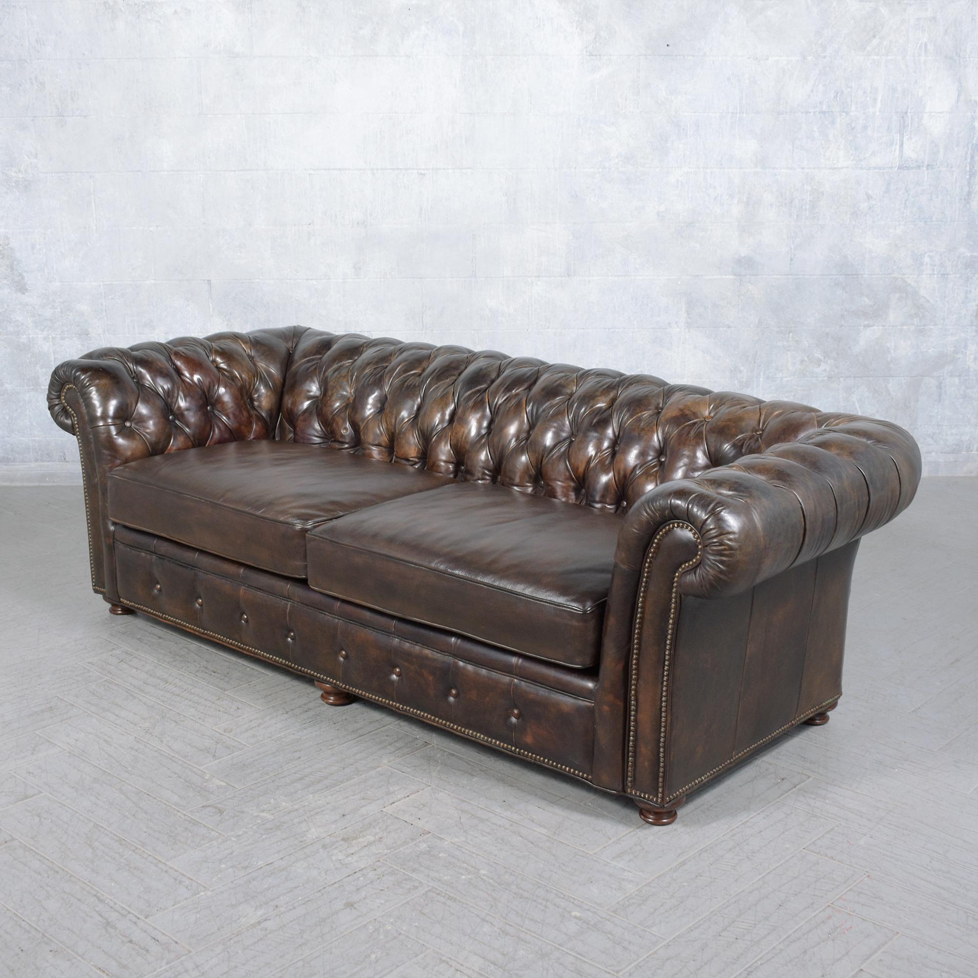 Late 20th Century 1970s Vintage Chesterfield Sofa: Brown Leather Elegance