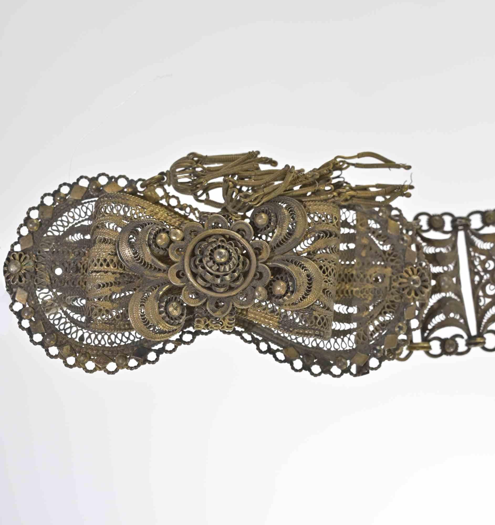 Bulgare Ceinture d'ottomane en filigrane d'argent soufflé à l'or, 19e siècle en vente