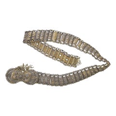 Handcrafted Ottoman Belt in Gold Blown Silver Filigree, 19th Century