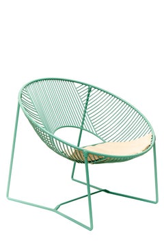 Handcrafted Green Outdoor Cali Wire Lounge Chair - Pulverbeschichteter Stahl