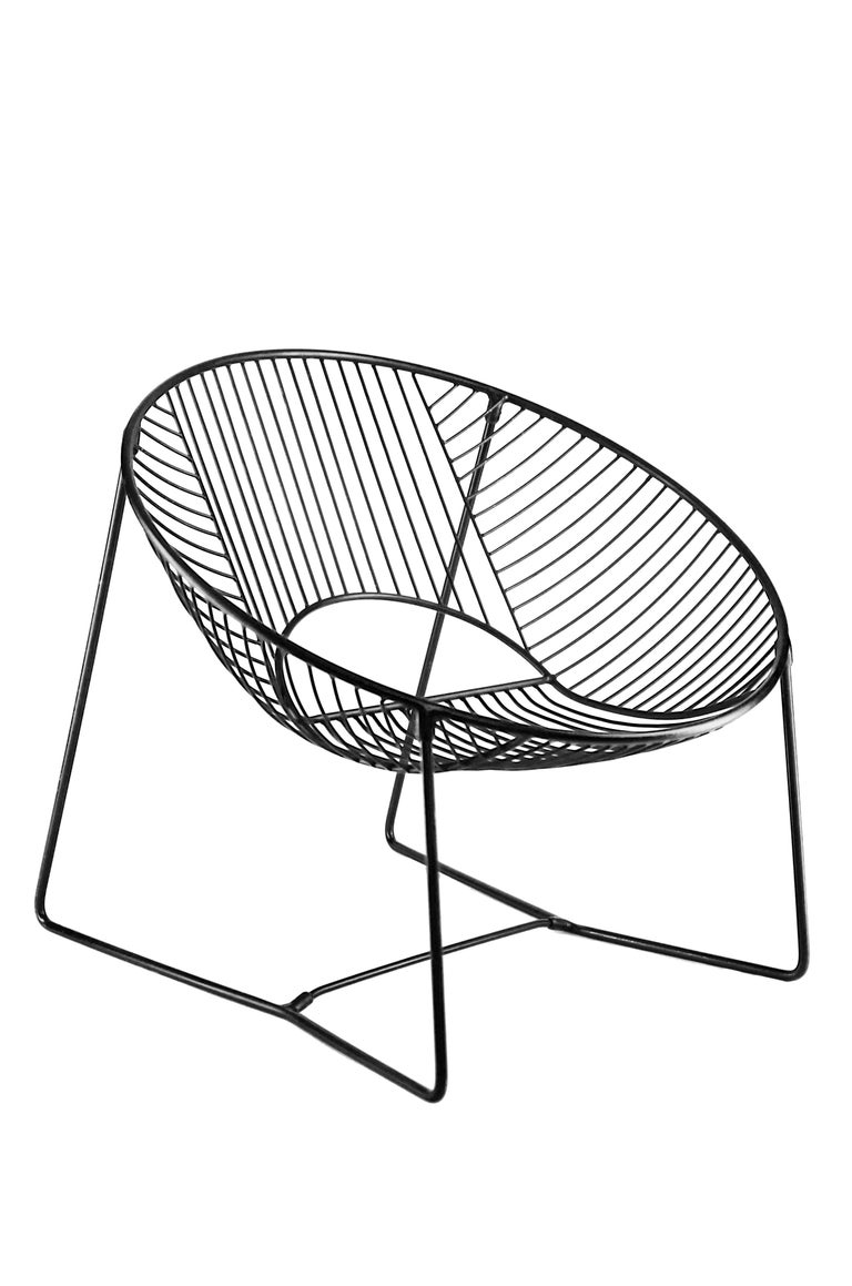 Handcrafted Outdoor Cali Wire Lounge Chair, PowderCoated Steel For