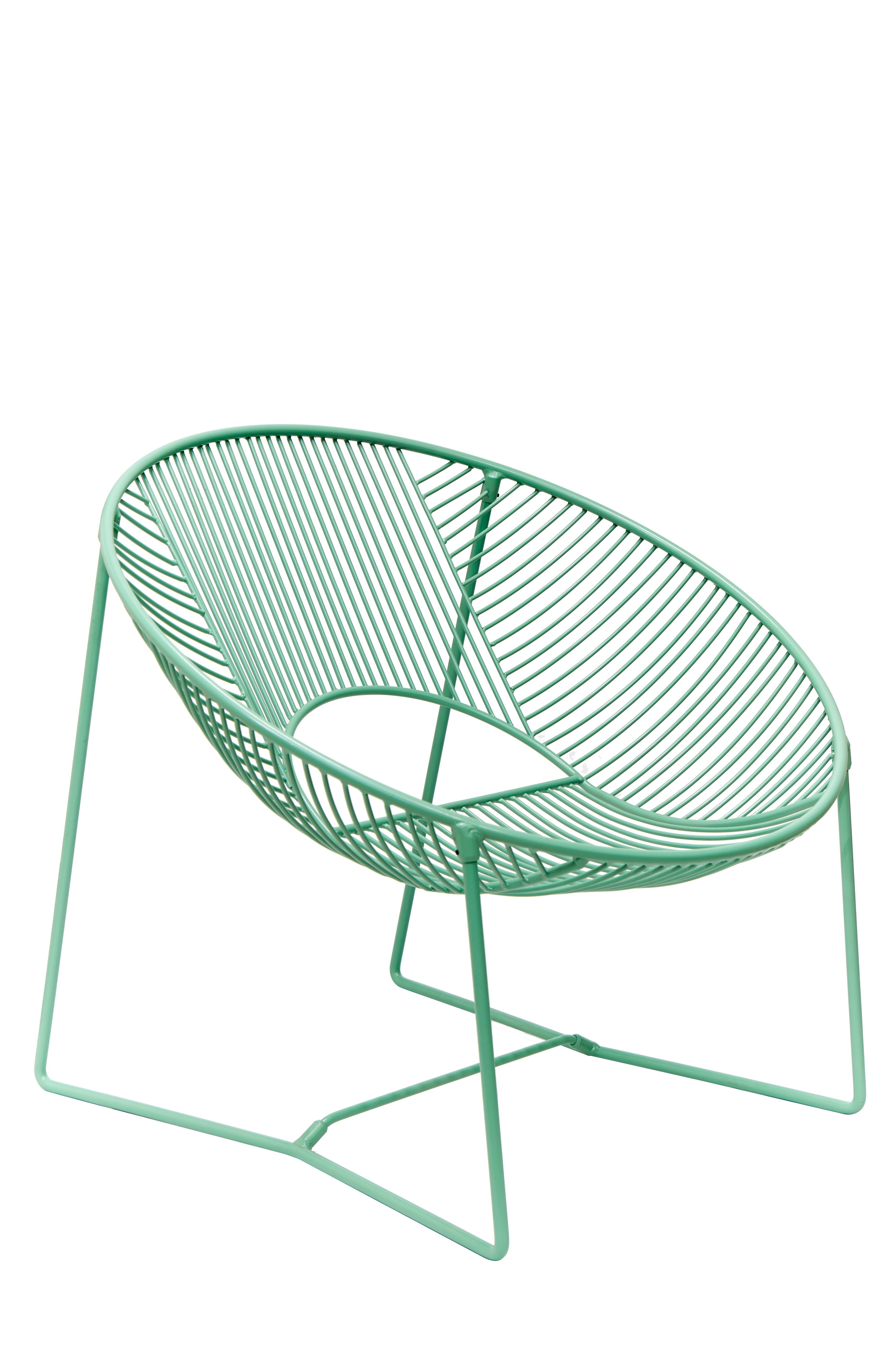 Polished Handcrafted Outdoor Cali Wire Lounge Chair, Powder-Coated Steel For Sale
