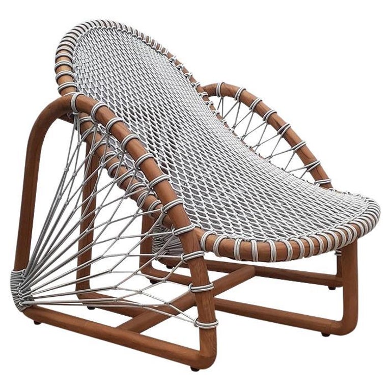 Handcrafted Outdoor Rope Armchair in Solid Teak For Sale at 1stDibs