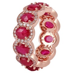 Bracelet artisanal en rubis ovale et diamants taille ronde brillants