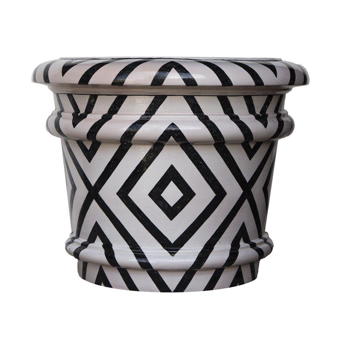 Maceteros de Terracota Esmaltada Artesanales de Gran Tamaño Diseño Geométrico Mediano Colonial español en venta