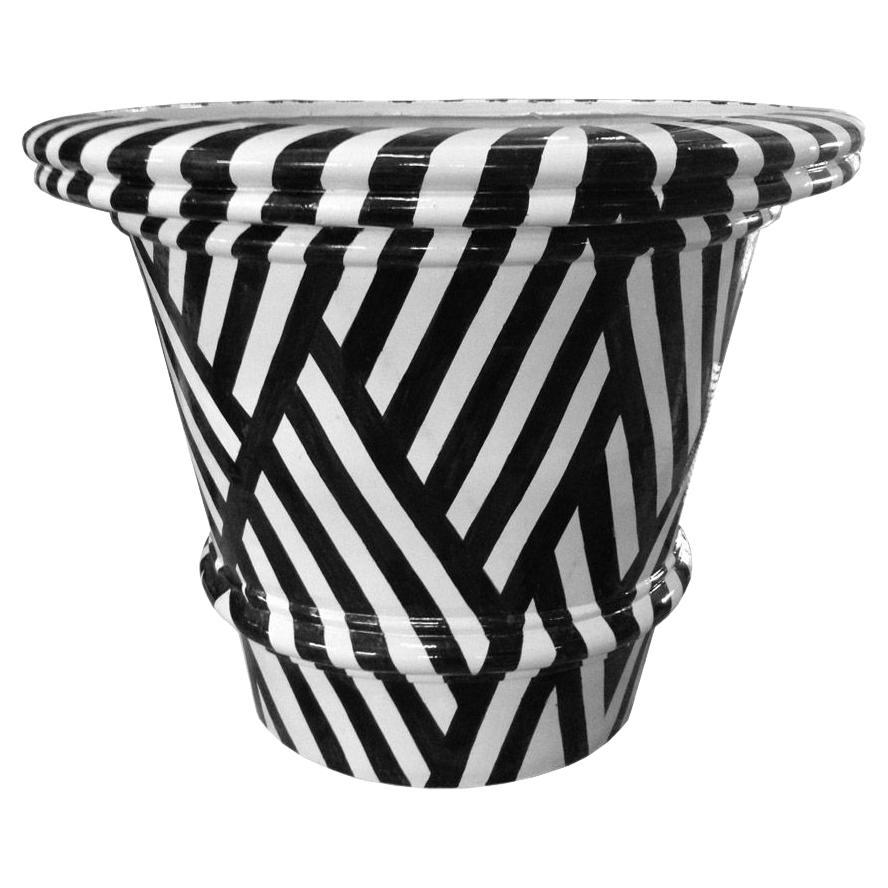 Handcrafted Oversized Glazed Terracotta Planters Geometric Pattern Design Medium