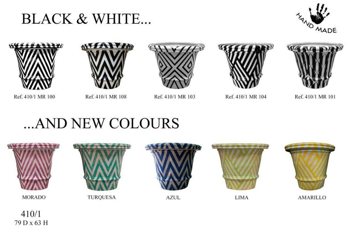 Handcrafted Oversized Glazed Terracotta Planters Geometric Pattern Design Small For Sale 6
