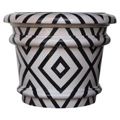Maceteros artesanales de terracota esmaltada de gran tamaño Diseño geométrico Small Design