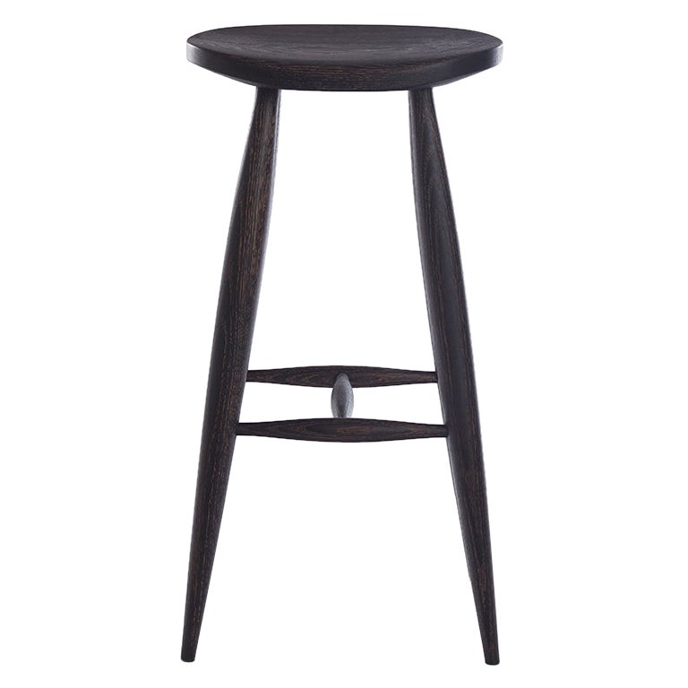 Handcrafted Oxidized Oak Counter Stool For Sale