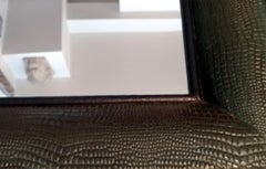 Handcrafted Painted Embossed Crocodile Wood Mirror offered by La Porte