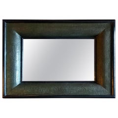 Handcrafted Painted Embossed Crocodile Wood Mirror offered by La Porte