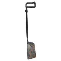 Handcrafted & Painted English Art Noveau Iron w Wood & Leather Door Stop, C1900