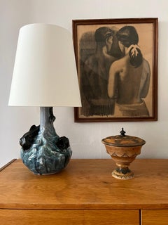 Handcrafted Painted Wooden Lidded Bowl in Art Nouveau Folk Style, Denmark, 1930s