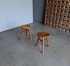 Handcrafted Pair of Tripod Stools, circa 1950
