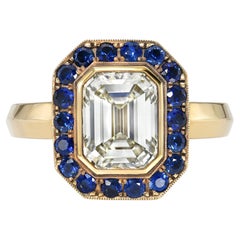 Anello Pavé Maria con diamanti taglio smeraldo e pietre preziose realizzato a mano da Single Stone