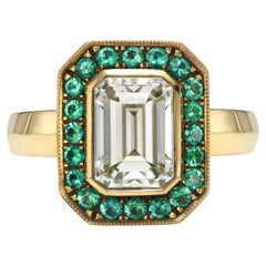 Anello Pavé Maria con diamanti taglio smeraldo e pietre preziose realizzato a mano da Single Stone