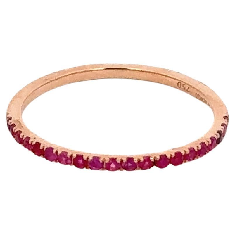 For Sale:  Handcrafted Pave Set Ruby Stacking Band Ring in 18k Solid Rose Gold