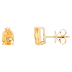 Handcrafted Pear Cut Citrine Stud Earrings in 14k Solid Yellow Gold