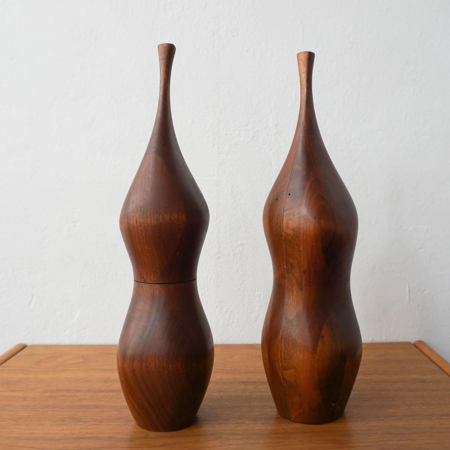 Organic Modern Handcrafted Peppermill and Salt Shaker by Daniel Loomis Valenza For Sale
