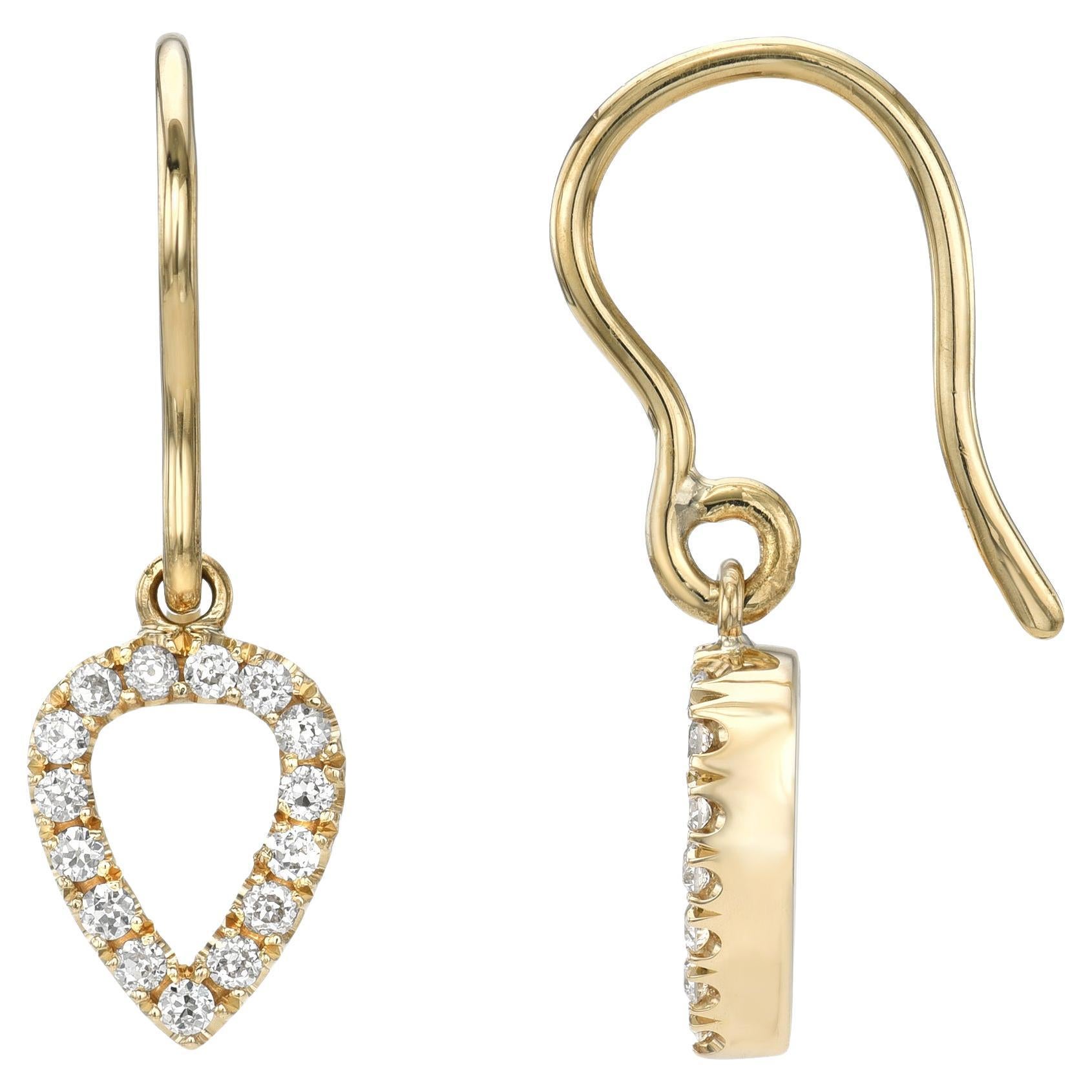Handcrafted Perry Old European Cut Diamond Drop Earrings by Single Stone