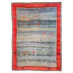 Handcrafted Persian Gabbeh Carpet Mid-20th Century