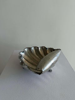 Handcrafted Pewter Shell Bowl, Sweden, Mid-Century Modern