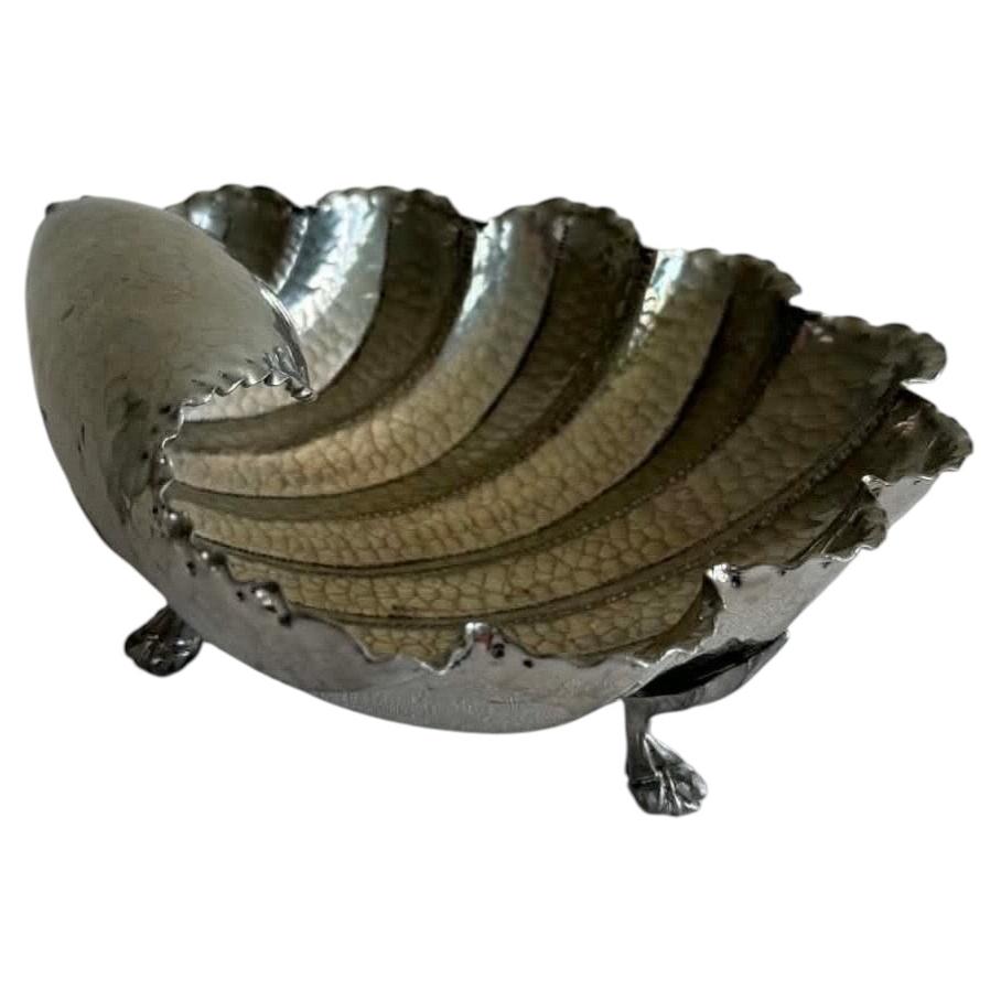 Handcrafted Pewter Shell Bowl, Sweden, Mid-Century Modern
