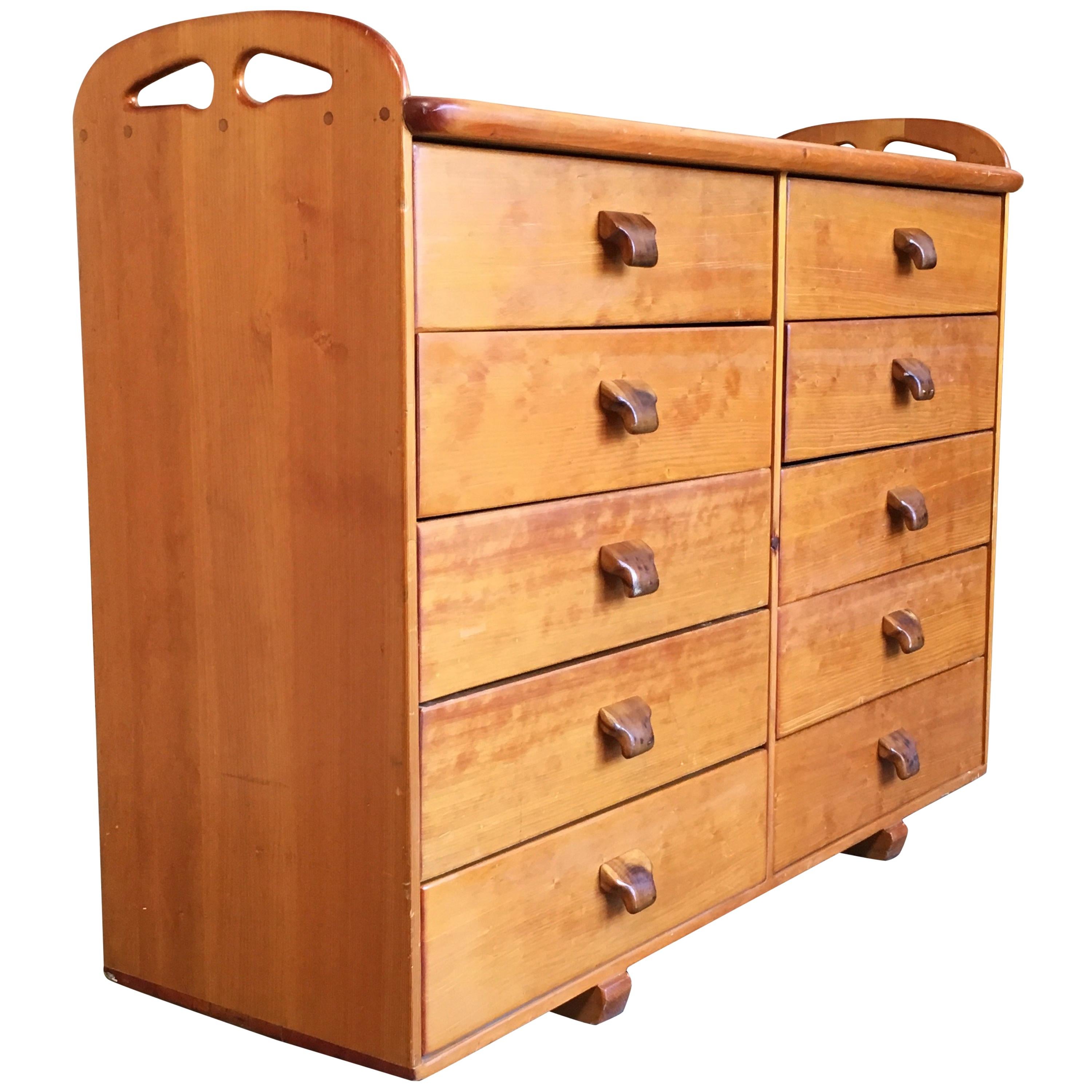 Handcrafted Pine Dresser with Koa Wood Drawer Pulls