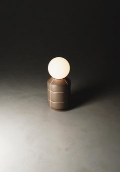 Handcrafted Beige Brown Navazi Lamp Ceramic Pottery Table Illumination Lighting