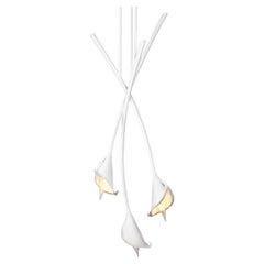 Handcrafted plaster, Calla Lily Chandelier, White Plaster Finish