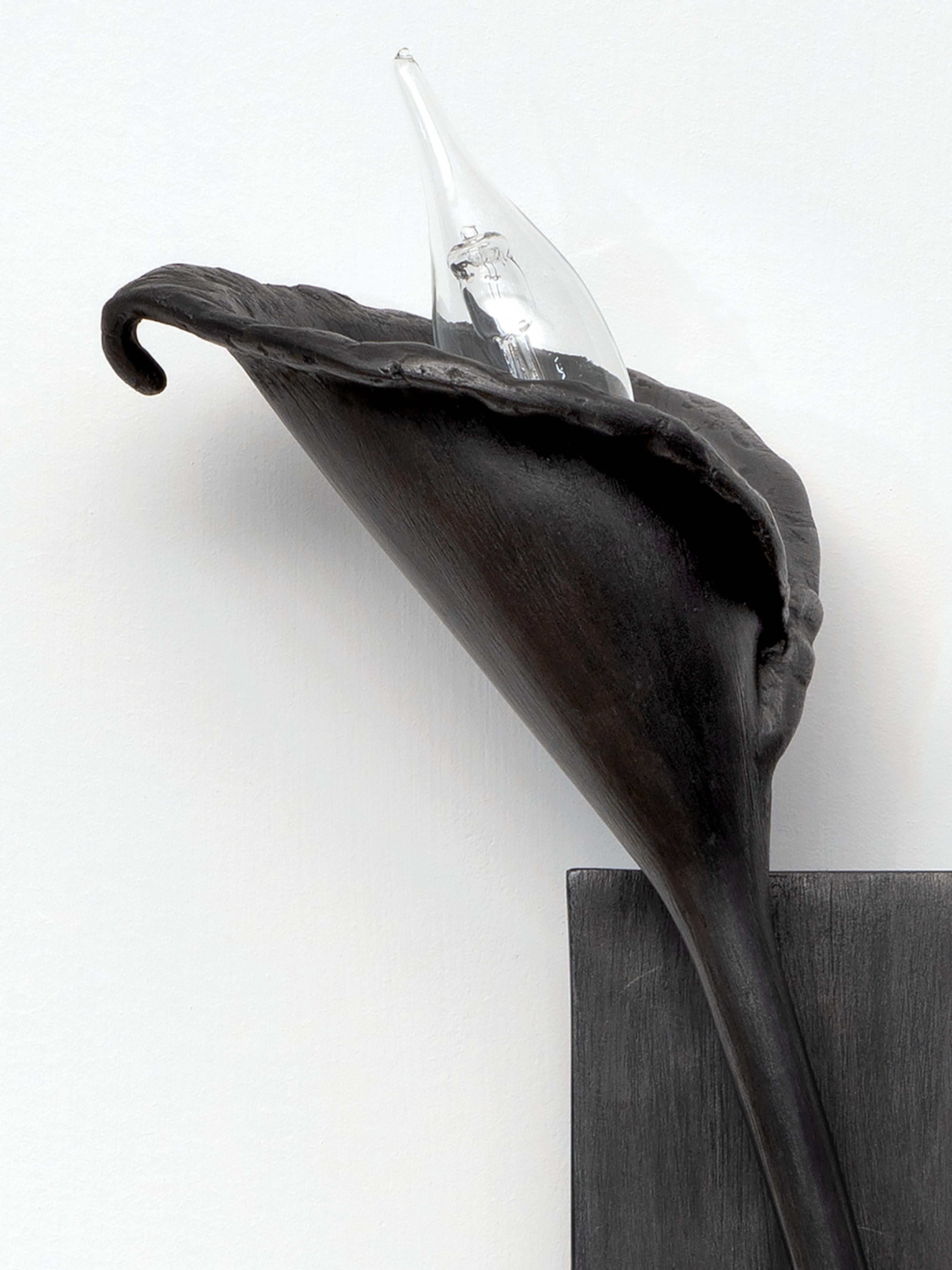 German Calla Lily Contemporary Wall Light in Black Plaster, left version, Benediko For Sale
