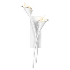 Handcrafted plaster, Calla Lily Wall Light Pair, White Plaster Finish