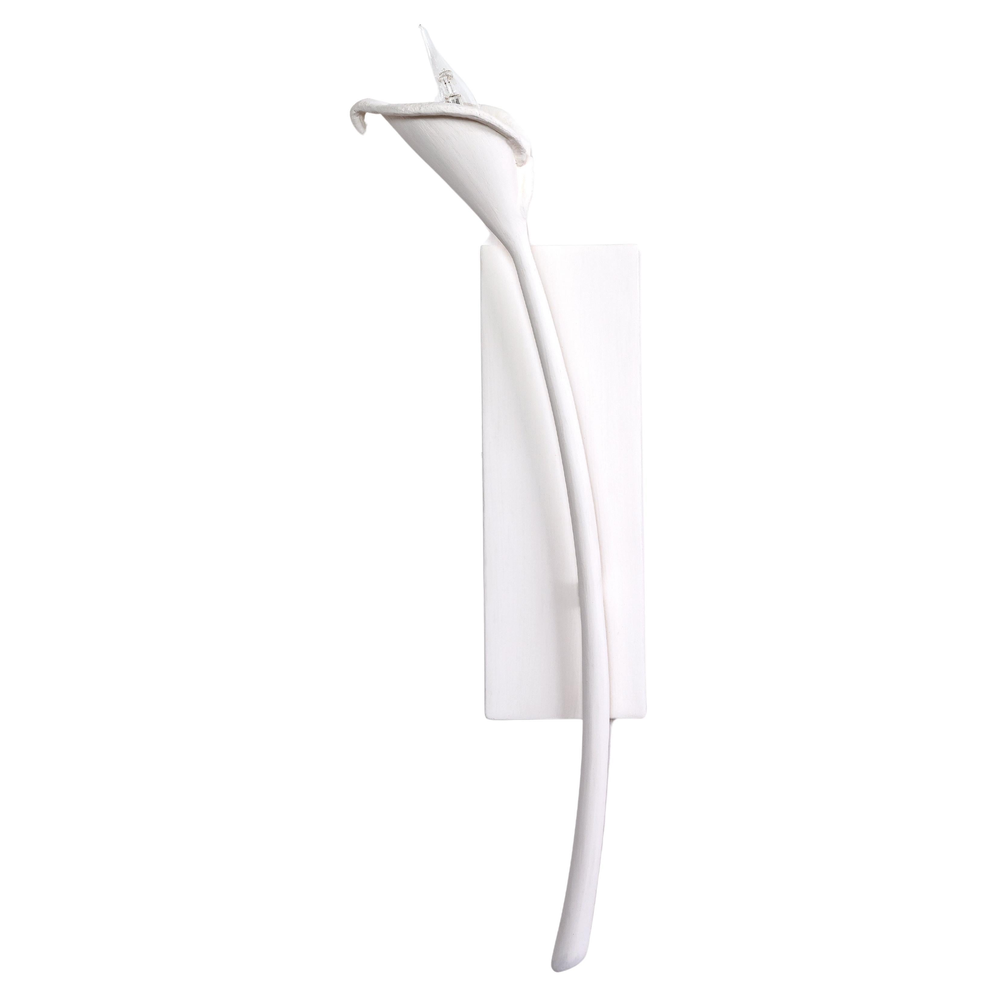 Calla Lily Contemporary Wall Light in White Plaster, left version, Benediko For Sale