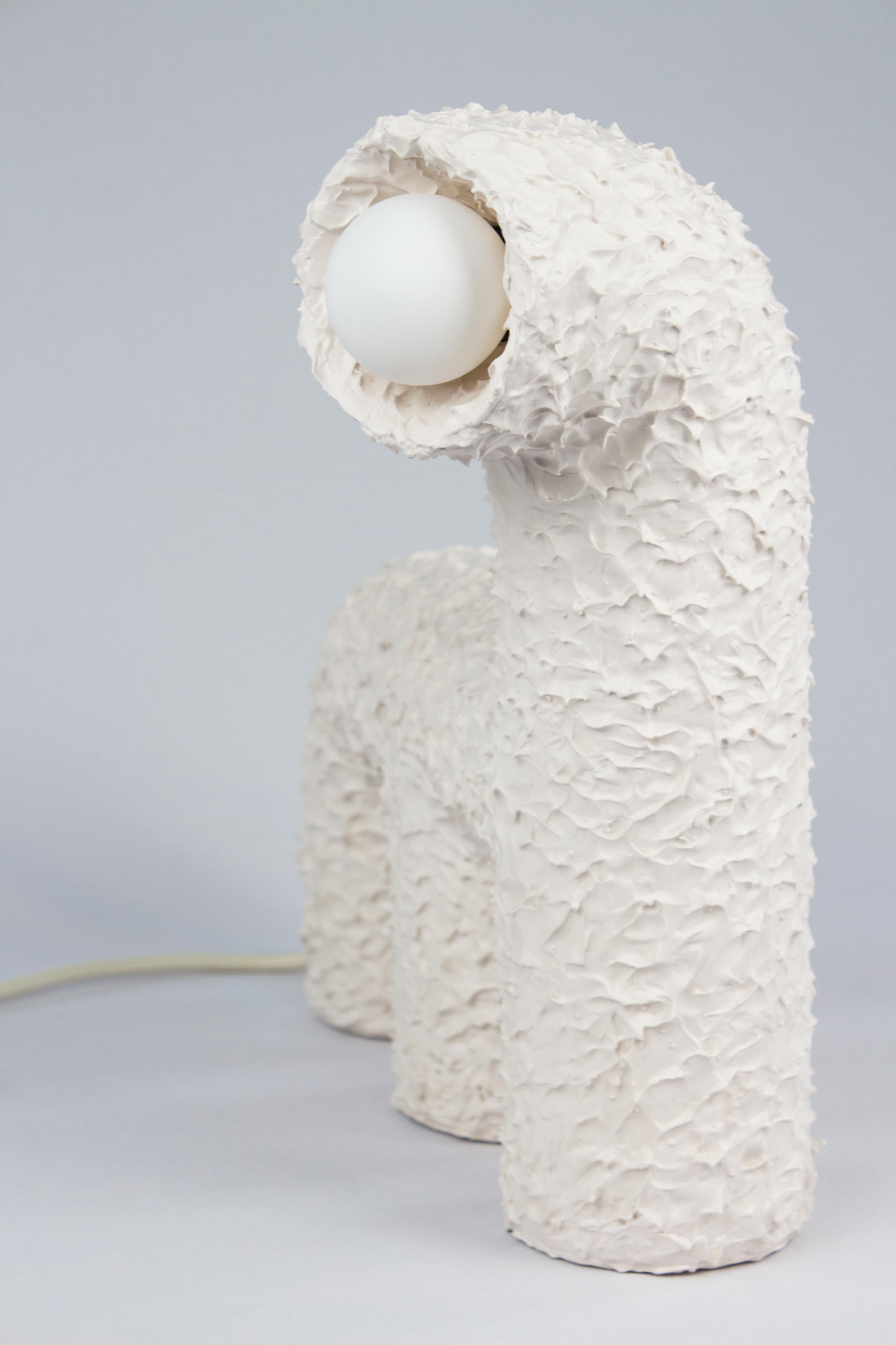 Porcelain Handcrafted Plaster Table Lamp “Dino” – Animal Lights by Studio Bovti For Sale