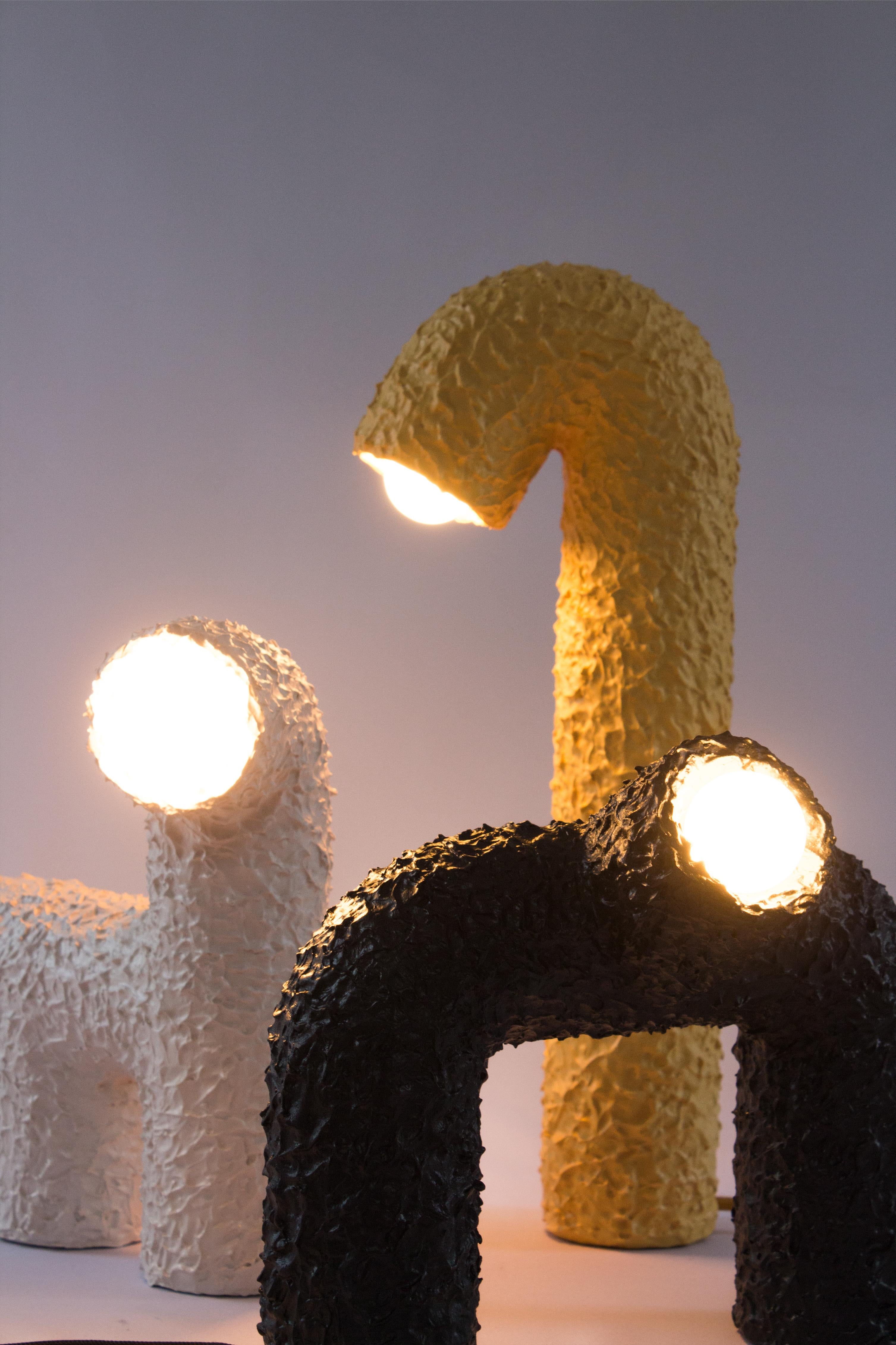 Porcelain Handcrafted Plaster Table Lamp “Monkey” – Animal Lights by Studio Bovti For Sale