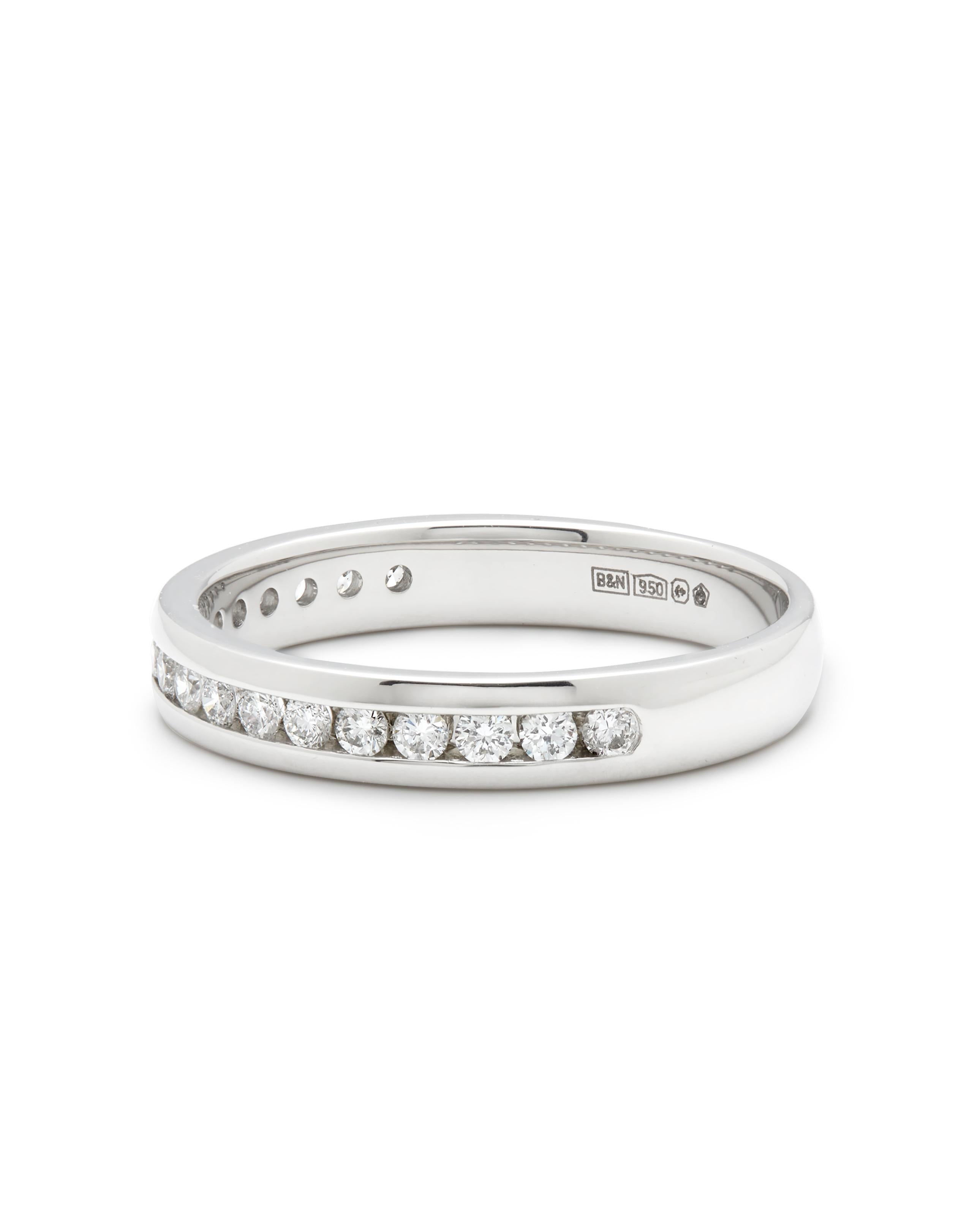 Brilliant Cut Handcrafted Platinum Diamond Band Set with 0.30ct Diamonds in a Channel Set For Sale