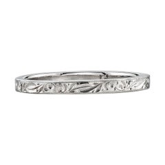 Handcrafted Hazel Engraved Platinum Band by Single Stone
