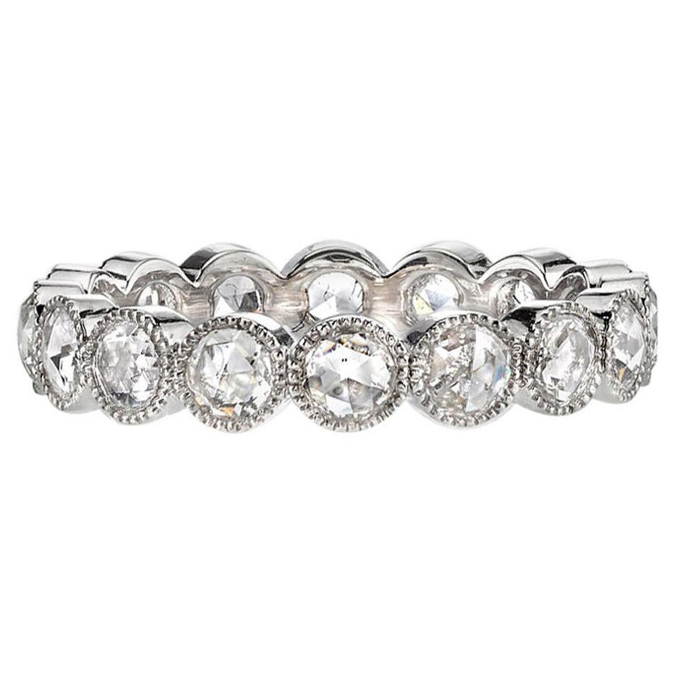 For Sale:  Handcrafted Gabby Rose Cut Diamond Eternity Band by Single Stone