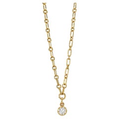 Handcrafted Polly Old European Cut Diamond Drop Necklace by Single Stone