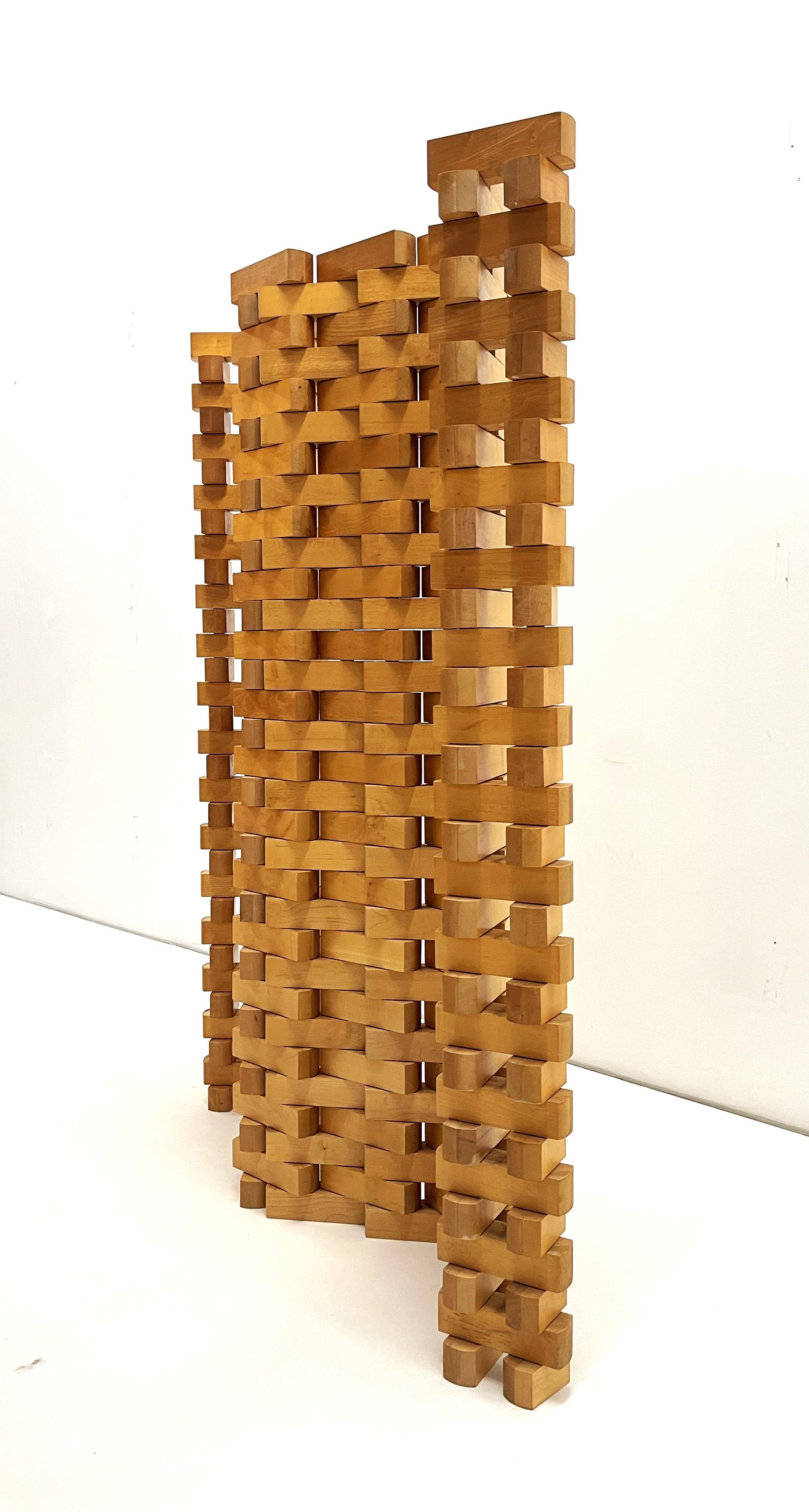 Handcrafted Poplar Wood Screen/Room Divider In Good Condition For Sale In Brussels, BE