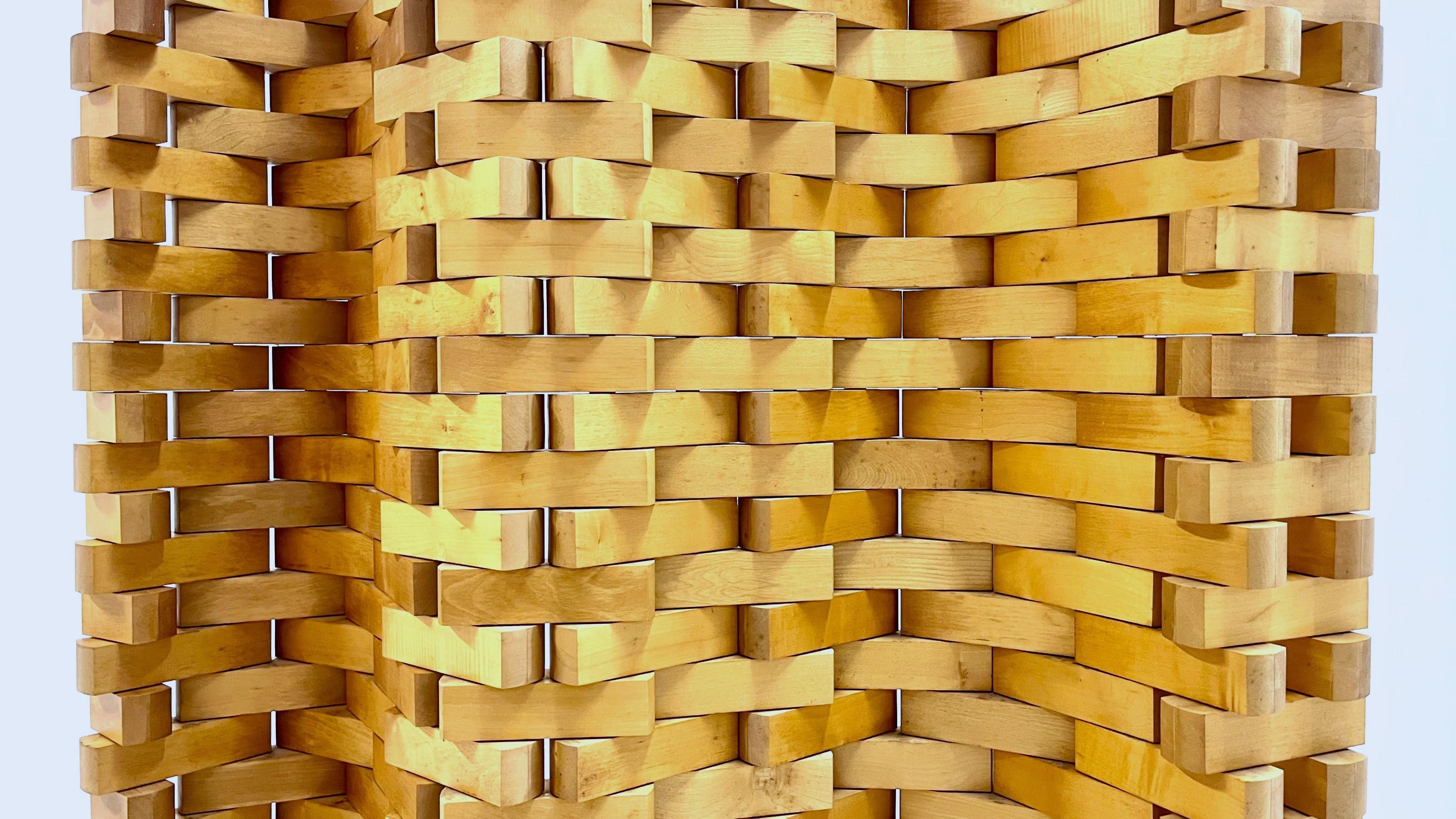 Contemporary Handcrafted Poplar Wood Screen/Room Divider For Sale