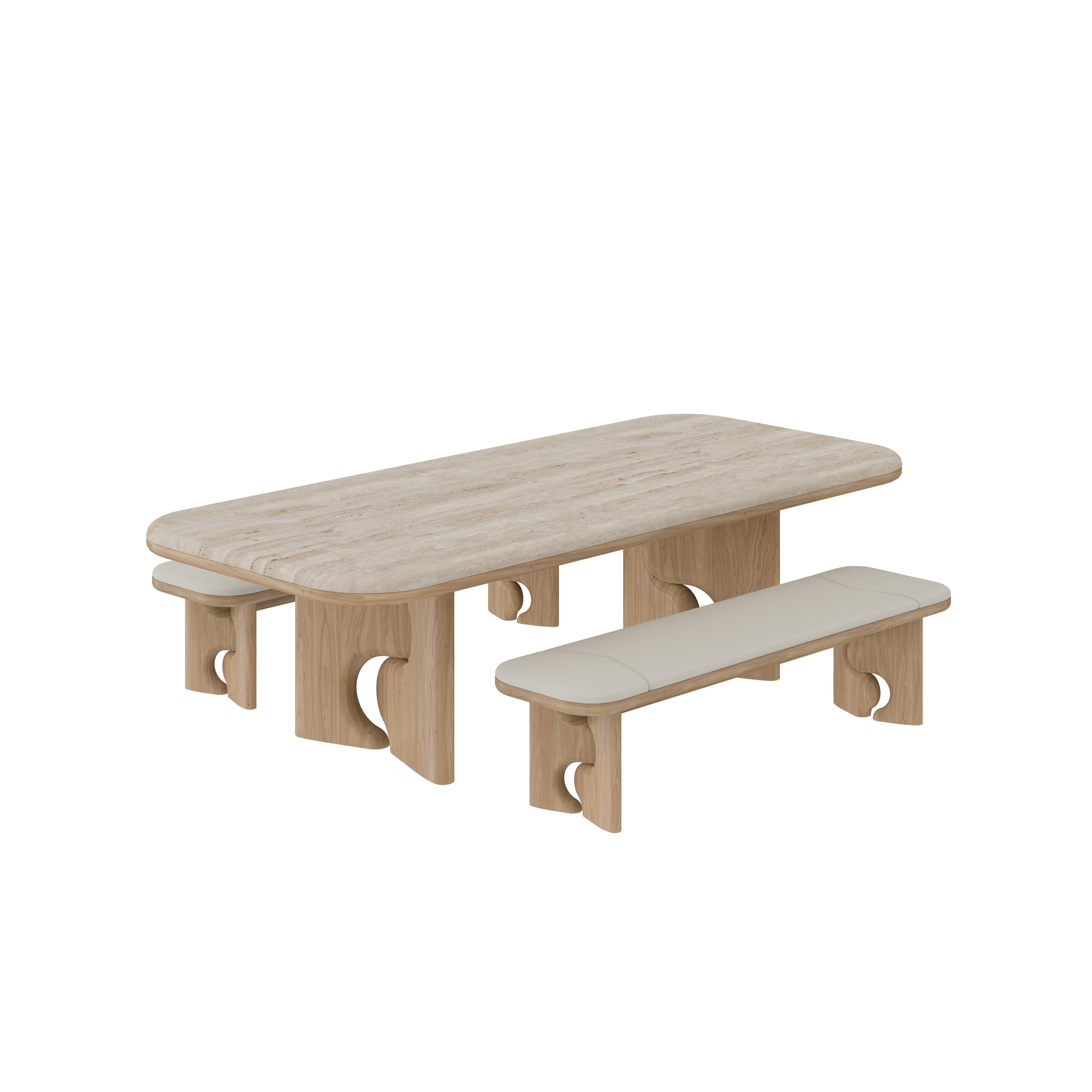 Handcrafted Portman Dining Set Wood Made in Portugal by Wood Tailors For Sale 1