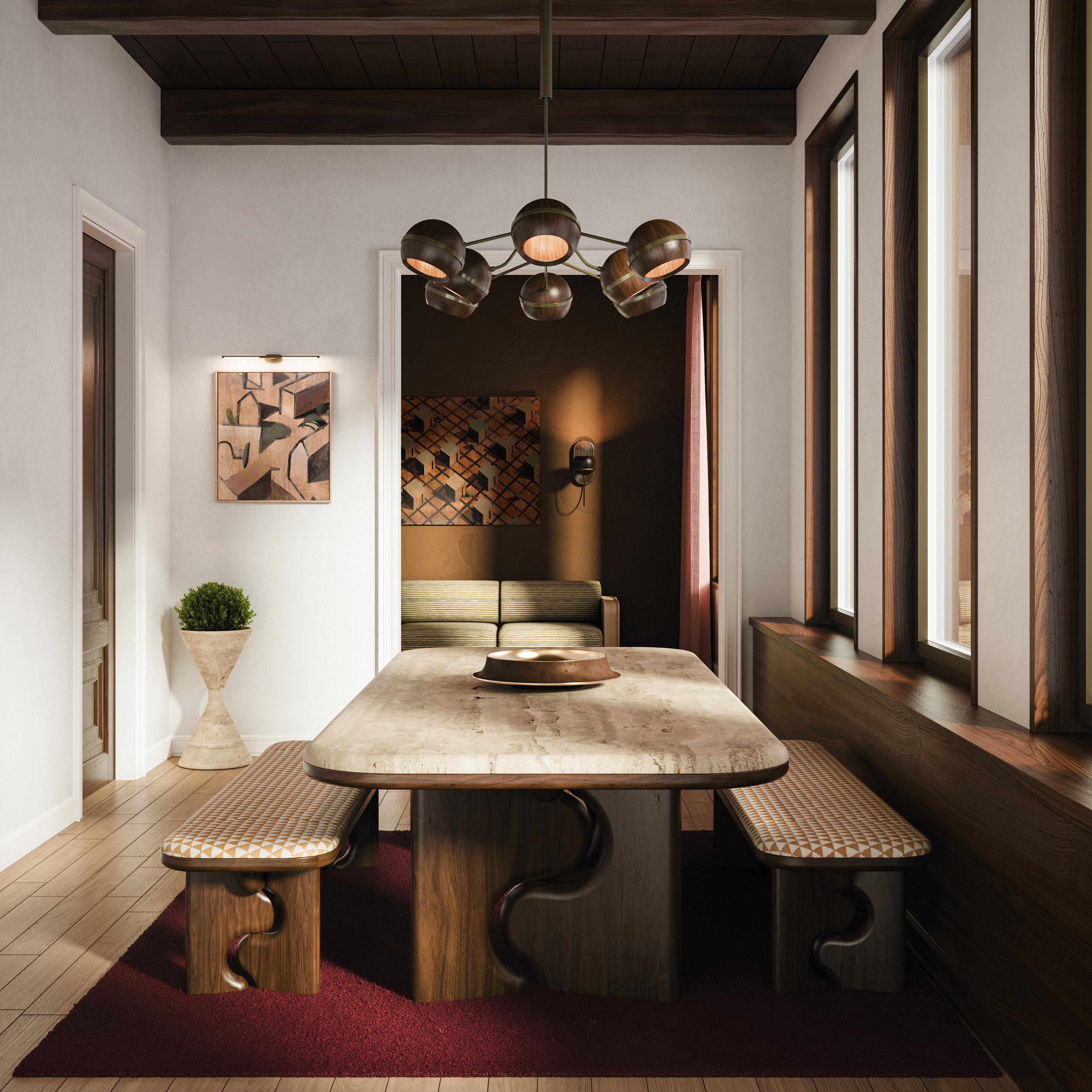 Handcrafted Portman Dining Set Wood Made in Portugal by Wood Tailors For Sale 2