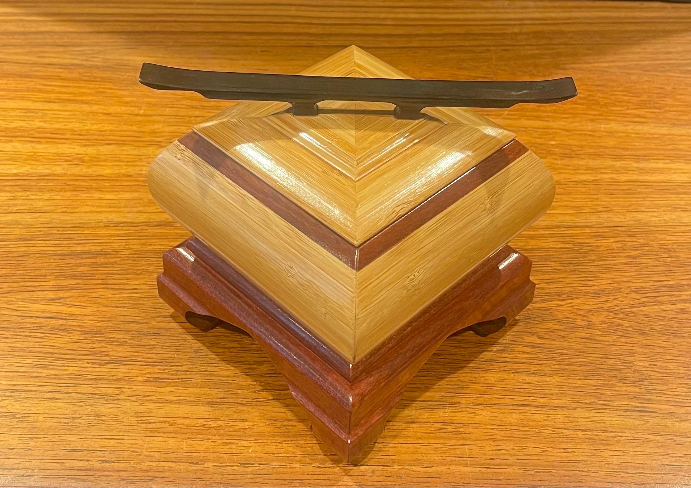 Mid-Century Modern Handcrafted Post-Modern Mixed Woods Jewelry Box  For Sale