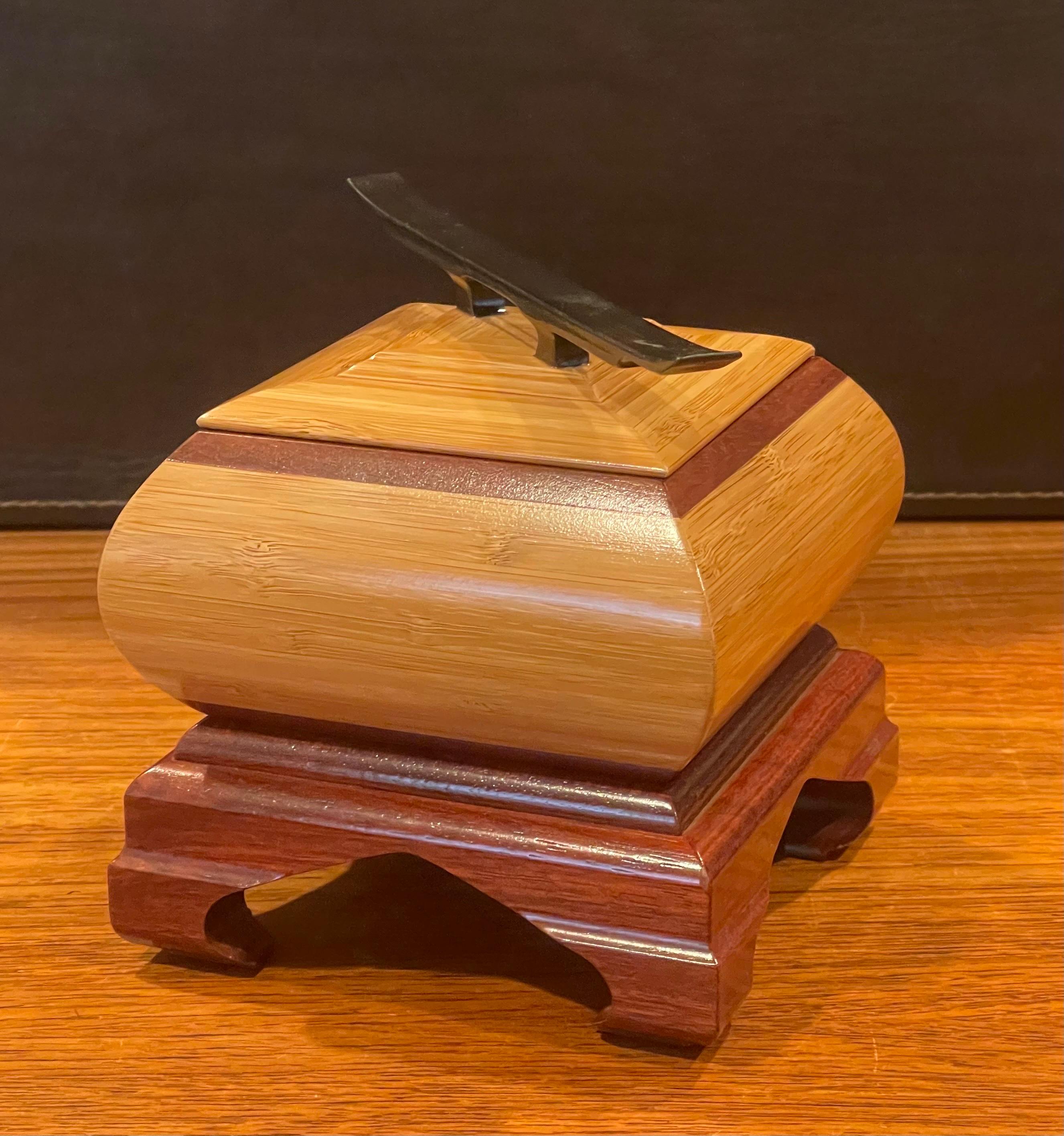 Handcrafted Post-Modern Mixed Woods Jewelry Box  In Good Condition For Sale In San Diego, CA