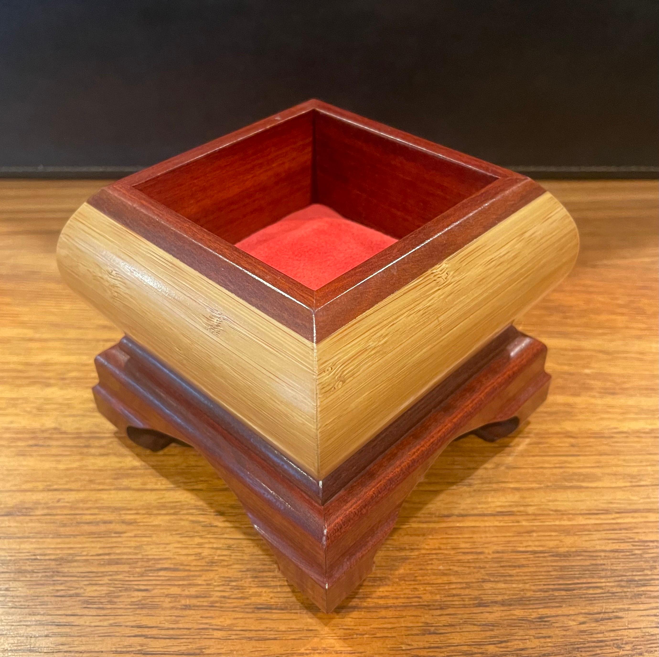 Cherry Handcrafted Post-Modern Mixed Woods Jewelry Box  For Sale