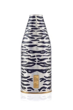 Handcrafted Pure Silver Champagne Cover, Nature Design, Zebra, Unique Gift Italy